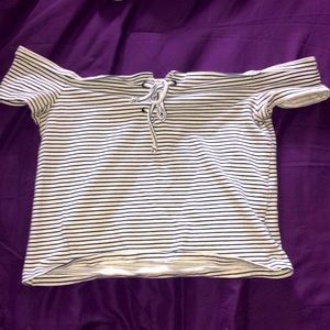 Black and white striped crop top